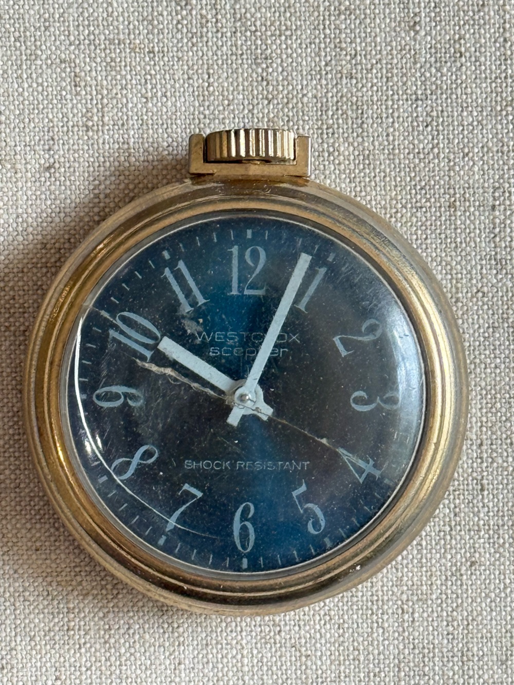 Vintage Westclox Scotty Pocket Watch Floral Engraved Gold Tone